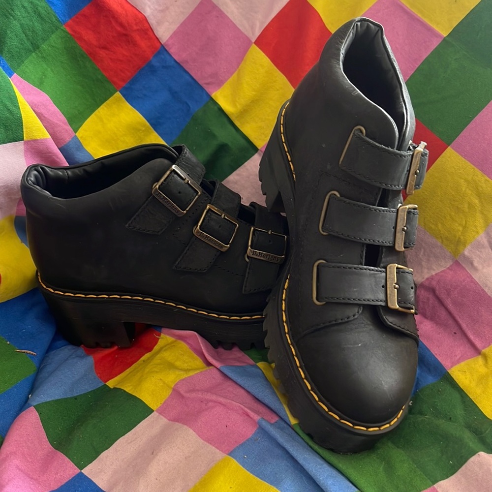 Dr. Martens Three Buckle Heeled Platform Chelsea Boots UK 6/ US 8 EUC